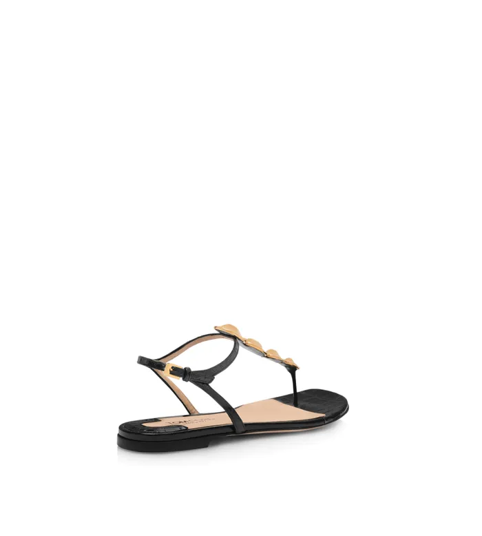 TOM FORD Flats Women STAMPED CROC LEATHER TITAN T STRAP THONG SANDAL TOM FORD Flats Women STAMPED CROC LEATHER TITAN T STRAP THONG SANDAL