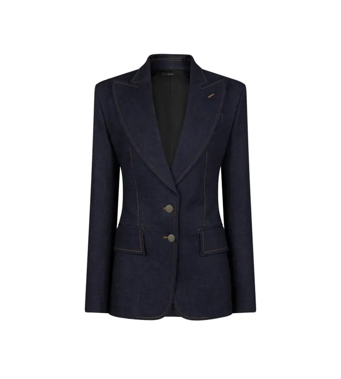 TOM FORD Jackets Women LIGHTWEIGHT DENIM SINGLE BREASTED JACKET Dark Indigo