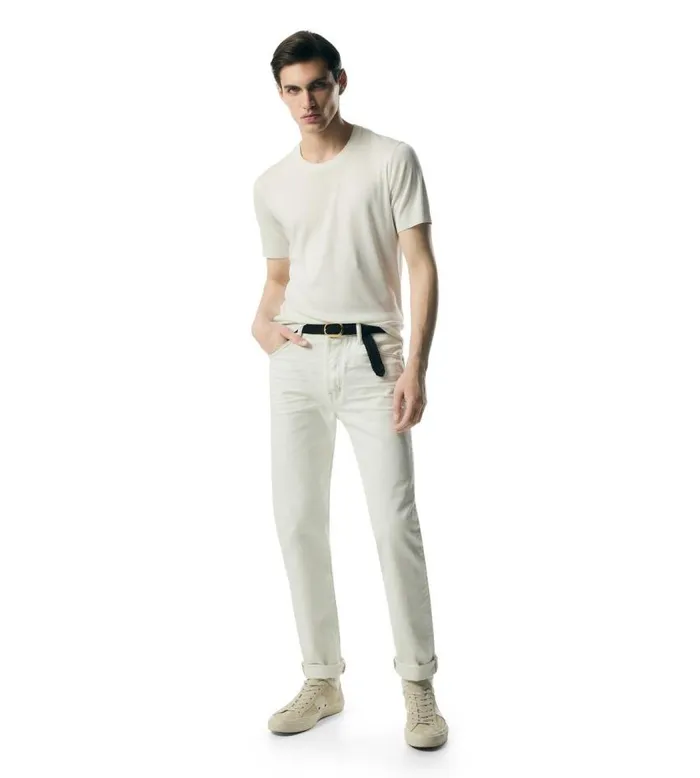 TOM FORD Knitwear Men PLACED RIB CREW NECK Optical White TOM FORD Knitwear Men PLACED RIB CREW NECK Optical White