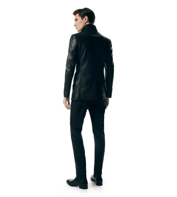 TOM FORD Outerwear Men PLONGE LEATHER SARTORIAL BLAZER Black TOM FORD Outerwear Men PLONGE LEATHER SARTORIAL BLAZER Black