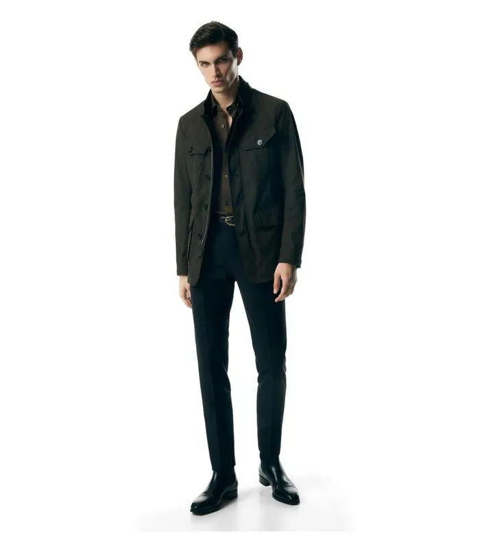 TOM FORD Outerwear Men TECHNICAL CANVAS TAILORED MILITARY JACKET Dark Olive TOM FORD Outerwear Men TECHNICAL CANVAS TAILORED MILITARY JACKET Dark Olive