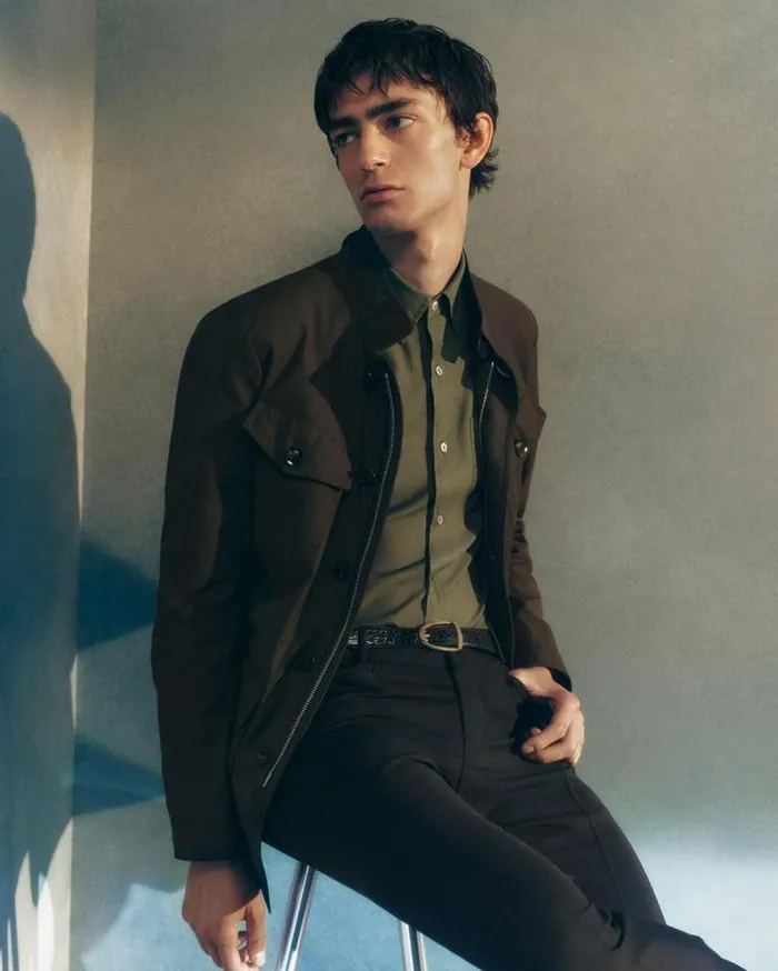TOM FORD Outerwear Men TECHNICAL CANVAS TAILORED MILITARY JACKET Dark Olive TOM FORD Outerwear Men TECHNICAL CANVAS TAILORED MILITARY JACKET Dark Olive