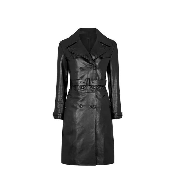 TOM FORD Outerwear Women SHINY GOAT PLONGE039 DOUBLE BREASTED TRENCH COAT Black TOM FORD Outerwear Women SHINY GOAT PLONGE039 DOUBLE BREASTED TRENCH COAT Black