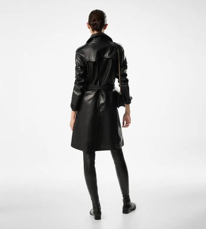 TOM FORD Outerwear Women SHINY GOAT PLONGE039 DOUBLE BREASTED TRENCH COAT Black TOM FORD Outerwear Women SHINY GOAT PLONGE039 DOUBLE BREASTED TRENCH COAT Black