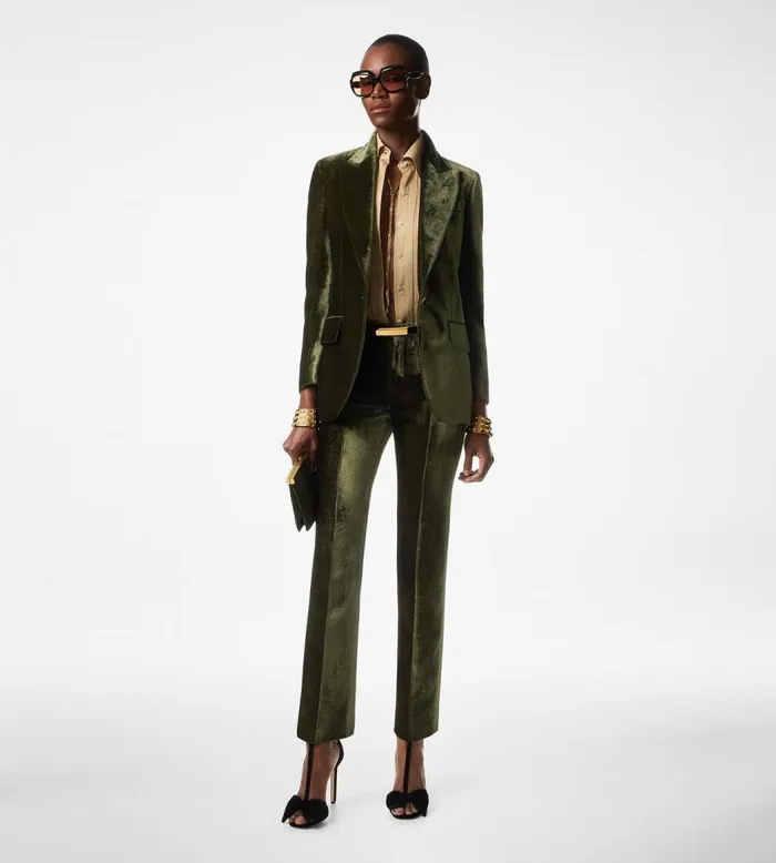 TOM FORD Pants and Shorts Women VELVET 034WALLIS034 TAILORED PANTS Golden Olive TOM FORD Pants and Shorts Women VELVET 034WALLIS034 TAILORED PANTS Golden Olive