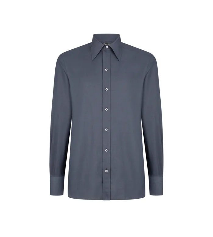 TOM FORD Shirts Men SHARKSKIN SLIM FIT SHIRT Anthracite