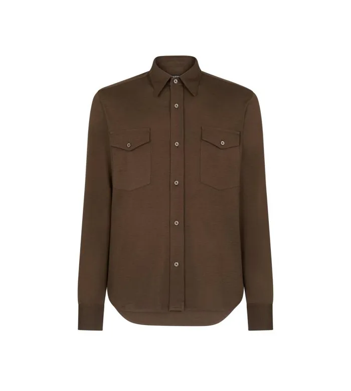 TOM FORD Shirts Men SILK COTTON BLEND SHIRT Chocolate