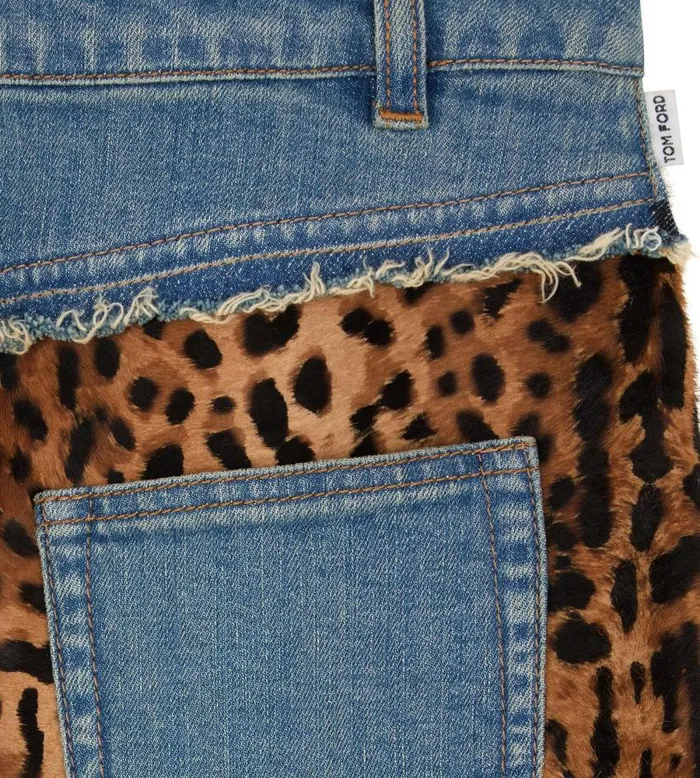 TOM FORD Skirts Women DENIM and CALF HAIR PENCIL SKIRT Indigo Beigebrown TOM FORD Skirts Women DENIM and CALF HAIR PENCIL SKIRT Indigo Beigebrown