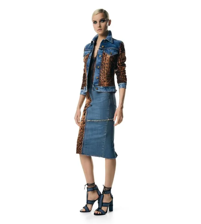 TOM FORD Skirts Women DENIM and CALF HAIR PENCIL SKIRT Indigo Beigebrown TOM FORD Skirts Women DENIM and CALF HAIR PENCIL SKIRT Indigo Beigebrown