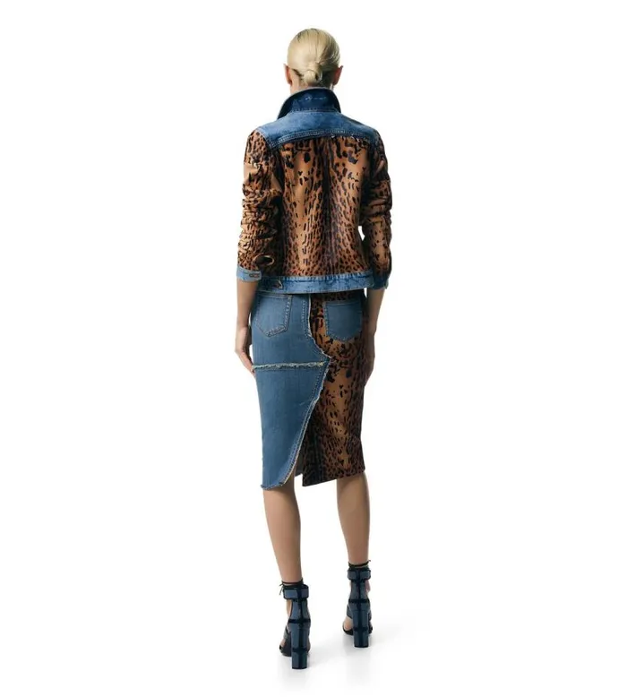 TOM FORD Skirts Women DENIM and CALF HAIR PENCIL SKIRT Indigo Beigebrown TOM FORD Skirts Women DENIM and CALF HAIR PENCIL SKIRT Indigo Beigebrown