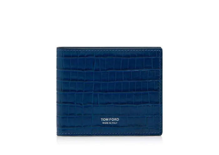 TOM FORD Small Leather Goods Men GLOSSY PRINTED CROC BIFOLD WALLET
