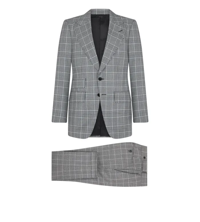 TOM FORD Suits Men GINGHAM OVERCHECK ATTICUS SUIT Combo White and Black
