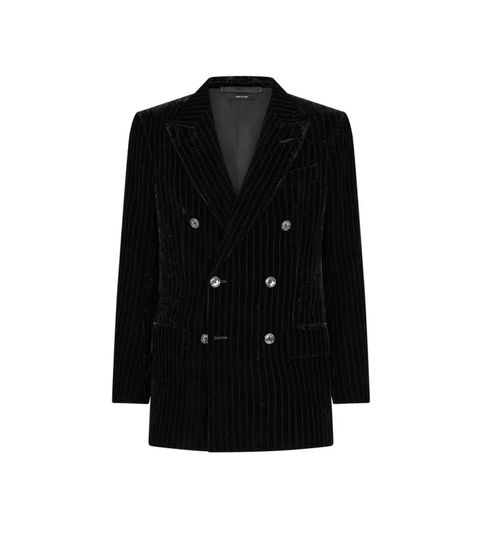 TOM FORD Suits Men VELVET FLOCK STRIPE ATTICUS JACKET Black