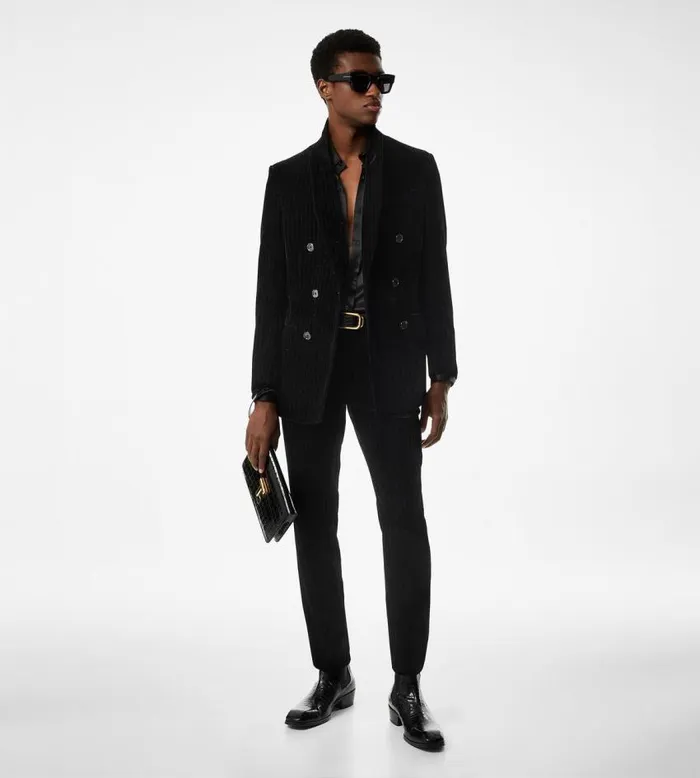 TOM FORD Suits Men VELVET FLOCK STRIPE ATTICUS JACKET Black TOM FORD Suits Men VELVET FLOCK STRIPE ATTICUS JACKET Black