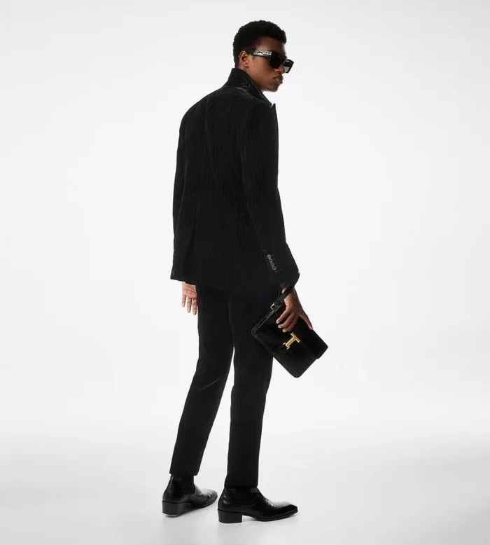 TOM FORD Suits Men VELVET FLOCK STRIPE ATTICUS JACKET Black TOM FORD Suits Men VELVET FLOCK STRIPE ATTICUS JACKET Black