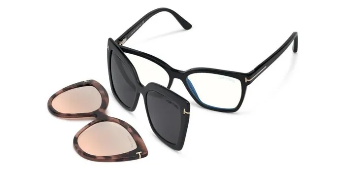TOM FORD Sunglasses Women DOUBLE CLIP ON BLUE BLOCK OPTICALS Black