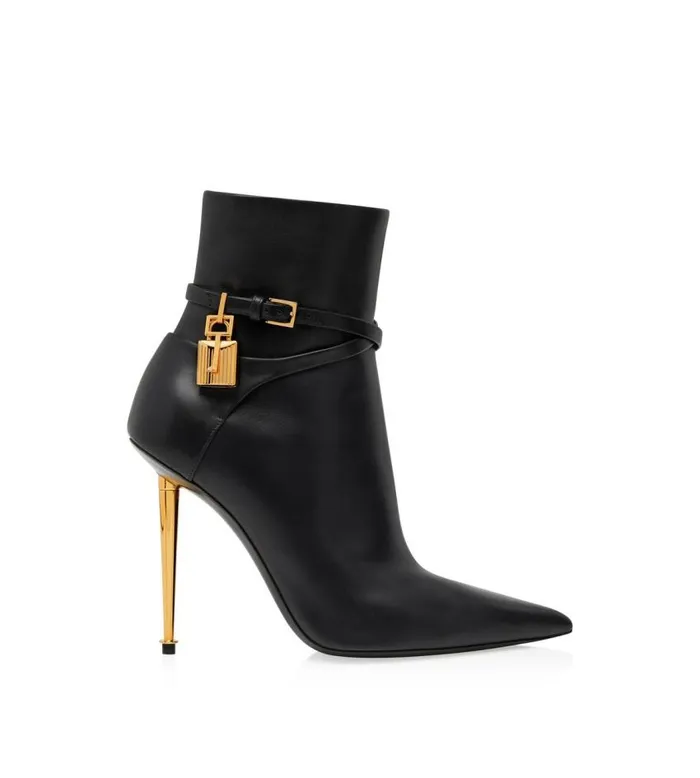 TOM FORD The Padlock Women LEATHER PADLOCK ANKLE BOOT Black