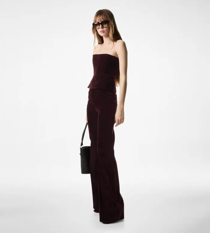 TOM FORD Tops Women COTTON VELVET STRAPLESS CORSET Dark Oak TOM FORD Tops Women COTTON VELVET STRAPLESS CORSET Dark Oak