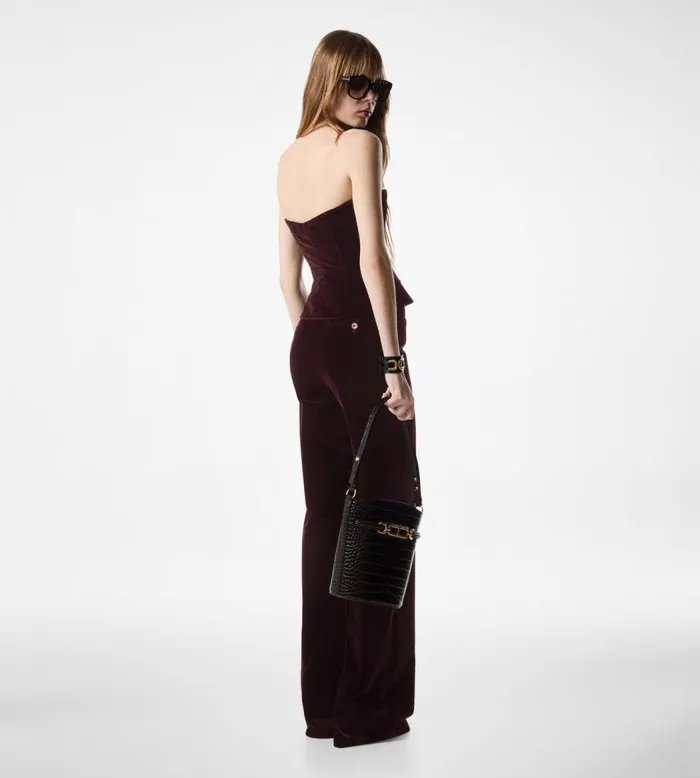 TOM FORD Tops Women COTTON VELVET STRAPLESS CORSET Dark Oak TOM FORD Tops Women COTTON VELVET STRAPLESS CORSET Dark Oak
