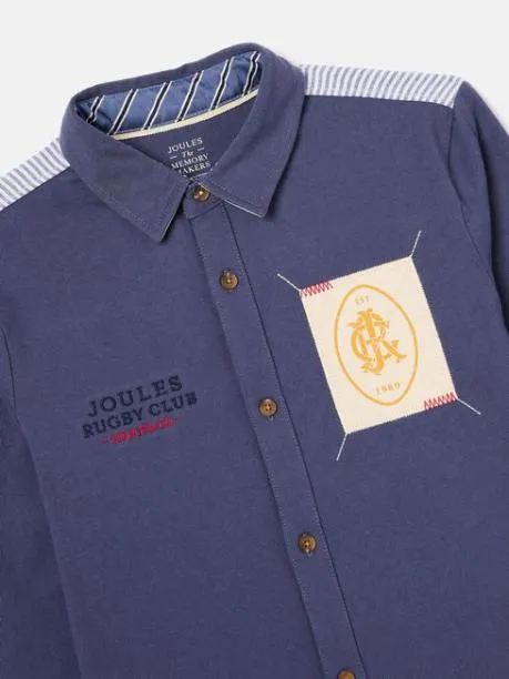 Tops and TShirts Boys Joules Blue Embroidered And Embellished Shirt