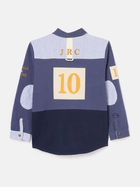Tops and TShirts Boys Joules Blue Embroidered And Embellished Shirt