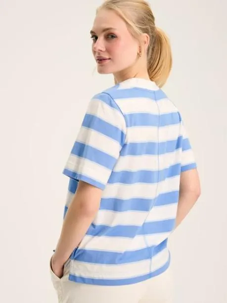 Tops and TShirts Women Joules Blue Stripe VNeck TShirt