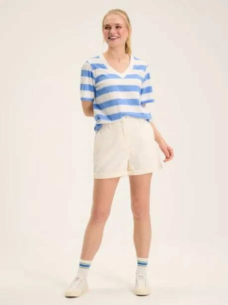 Tops and TShirts Women Joules Blue Stripe VNeck TShirt