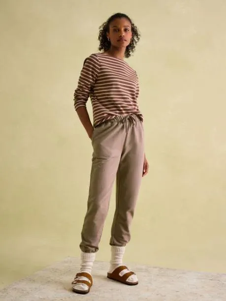 Tops and TShirts Women Joules Chocolate Brown Pink Boat Neck Breton Top