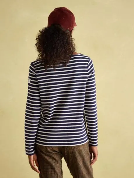 Tops and TShirts Women Joules Navy and White Striped Boat Neck Breton Top