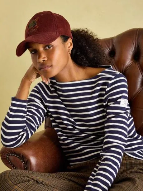 Tops and TShirts Women Joules Navy and White Striped Boat Neck Breton Top