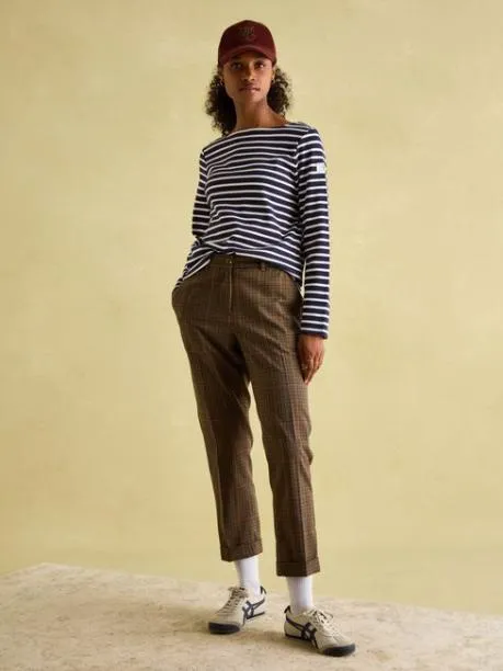 Tops and TShirts Women Joules Navy and White Striped Boat Neck Breton Top