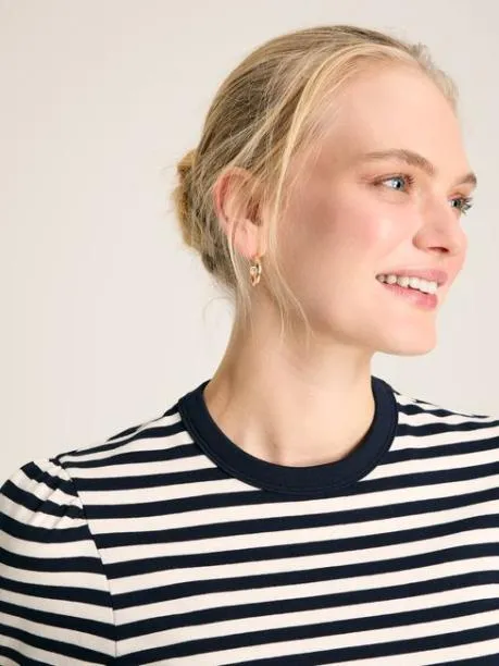 Tops and TShirts Women Joules Navy Blue Stripe Short Sleeve TShirt
