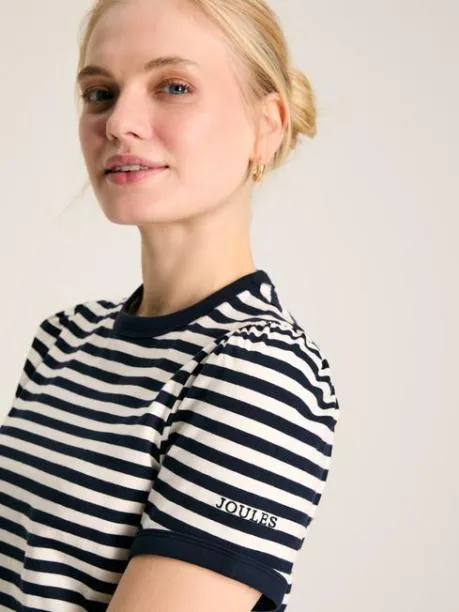 Tops and TShirts Women Joules Navy Blue Stripe Short Sleeve TShirt