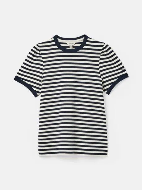 Tops and TShirts Women Joules Navy Blue Stripe Short Sleeve TShirt
