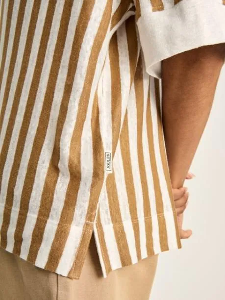 Tops and TShirts Women Joules Tan White Linen Polo Shirt Tops and TShirts Women Joules Tan White Linen Polo Shirt