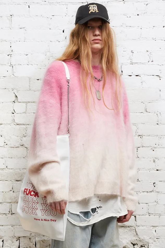 Tops And Knitwear Japanese Brushed Cashmere Dip Dyed Sweater 8211 Pink Ombre 8211 R13 Men