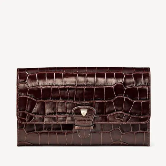 Travel Wallet With Removable Inserts Deep Shine Amazon Brown Croc WomenMen Aspinal Of London Travel Wallets