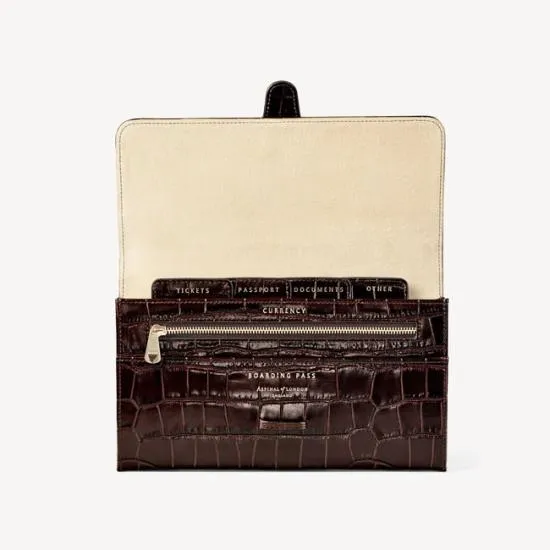 Travel Wallet With Removable Inserts Deep Shine Amazon Brown Croc WomenMen Aspinal Of London Travel Wallets