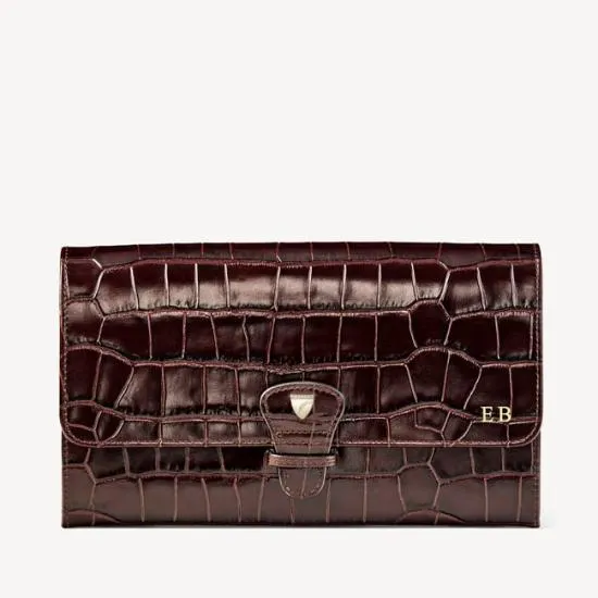 Travel Wallet With Removable Inserts Deep Shine Amazon Brown Croc WomenMen Aspinal Of London Travel Wallets