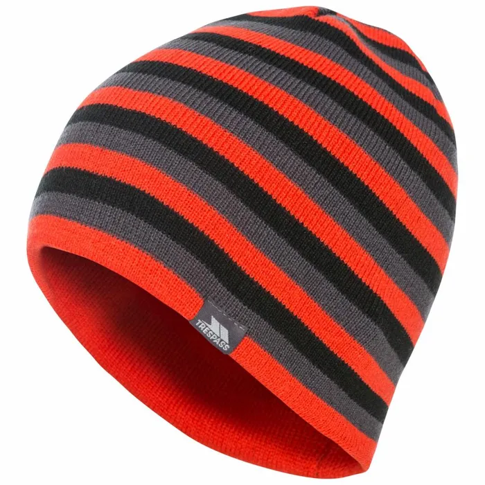 Trespass Adults Beanie Hat Striped Lightweight Coaker Flame Men Trespass Hats