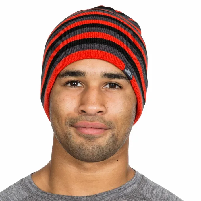 Trespass Adults Beanie Hat Striped Lightweight Coaker Flame Men Trespass Hats Trespass Adults Beanie Hat Striped Lightweight Coaker Flame Men Trespass Hats