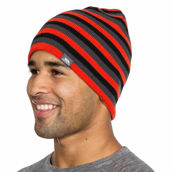 Trespass Adults Beanie Hat Striped Lightweight Coaker Flame Men Trespass Hats Trespass Adults Beanie Hat Striped Lightweight Coaker Flame Men Trespass Hats