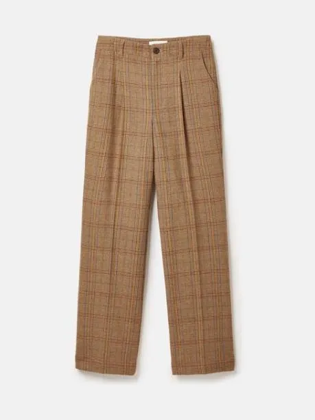 Trousers and Jeans Women Joules Check Wide Leg Tweed Trousers