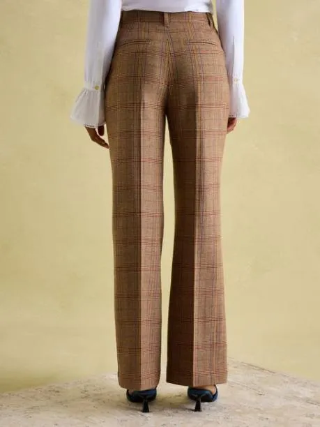 Trousers and Jeans Women Joules Check Wide Leg Tweed Trousers