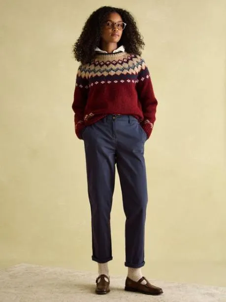 Trousers and Jeans Women Joules Navy Blue Chino Trousers