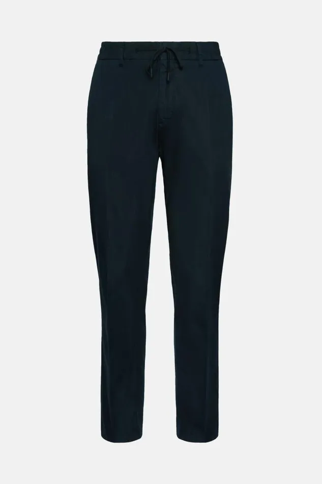 Trousers Men Boggi Milano B Tech Stretch Cotton And Nylon Trousers Navy Blue