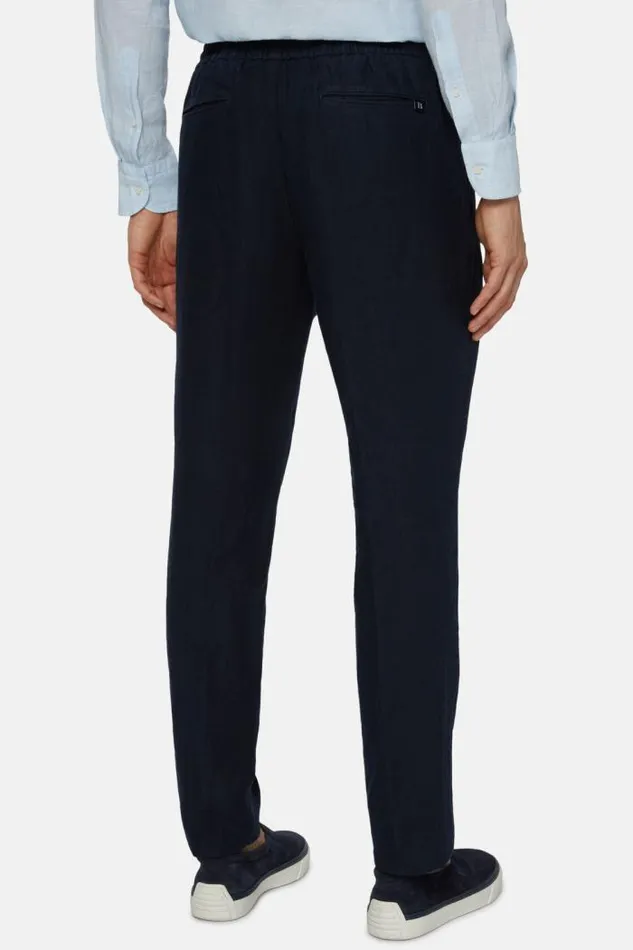 Trousers Men Boggi Milano City Linen Trousers Navy Blue Trousers Men Boggi Milano City Linen Trousers Navy Blue