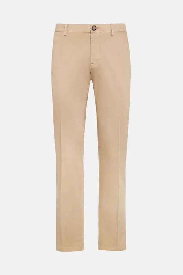Trousers Men Boggi Milano Stretch CottonTencel Trousers Beige