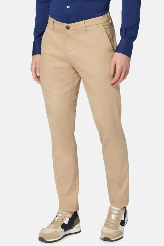 Trousers Men Boggi Milano Stretch CottonTencel Trousers Beige Trousers Men Boggi Milano Stretch CottonTencel Trousers Beige