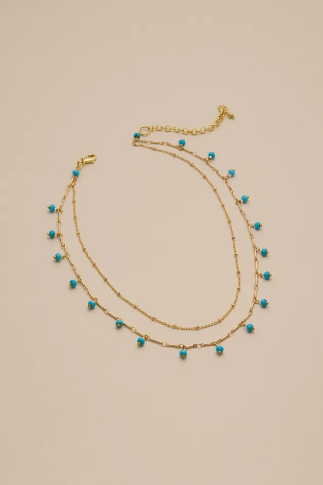 Turq Layered Necklace Gold Women Lucky Brand Jewelry